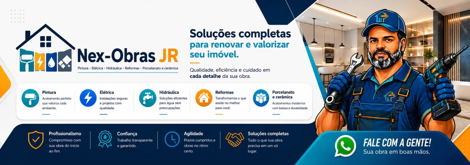 Nex-Obras JR — soluções completas em pintura, pequenas reformas, elétrica e hidráulica para residências e empresas